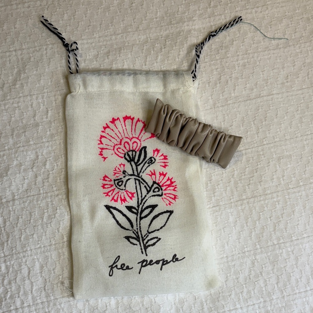 Free People Leather Hair Clip with Floral Pouch